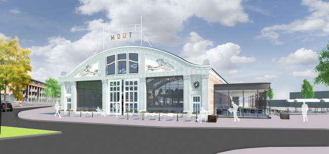 De monumentale gevel van MOUT.